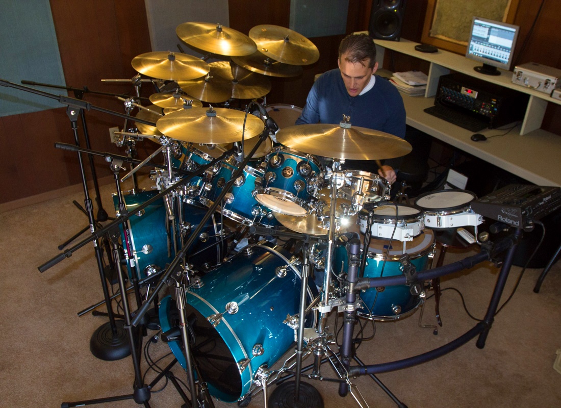 Richard Geer In His Home Drum Set Recording Studio