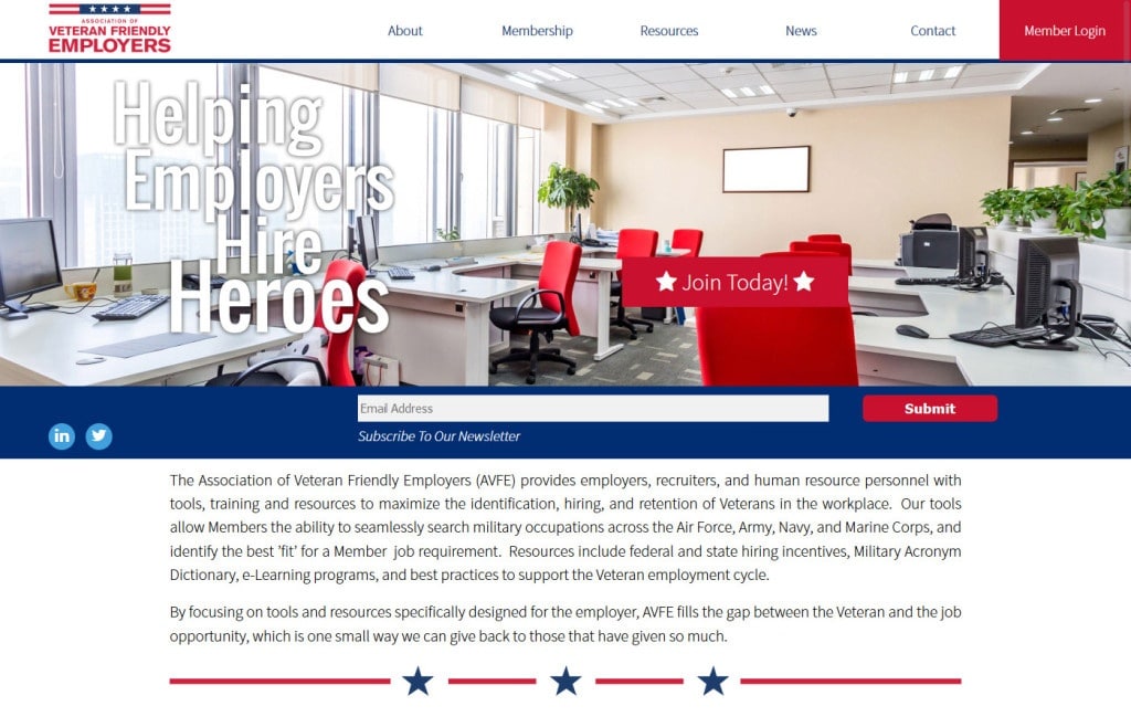 Association of Veteran Friendly Employers Website